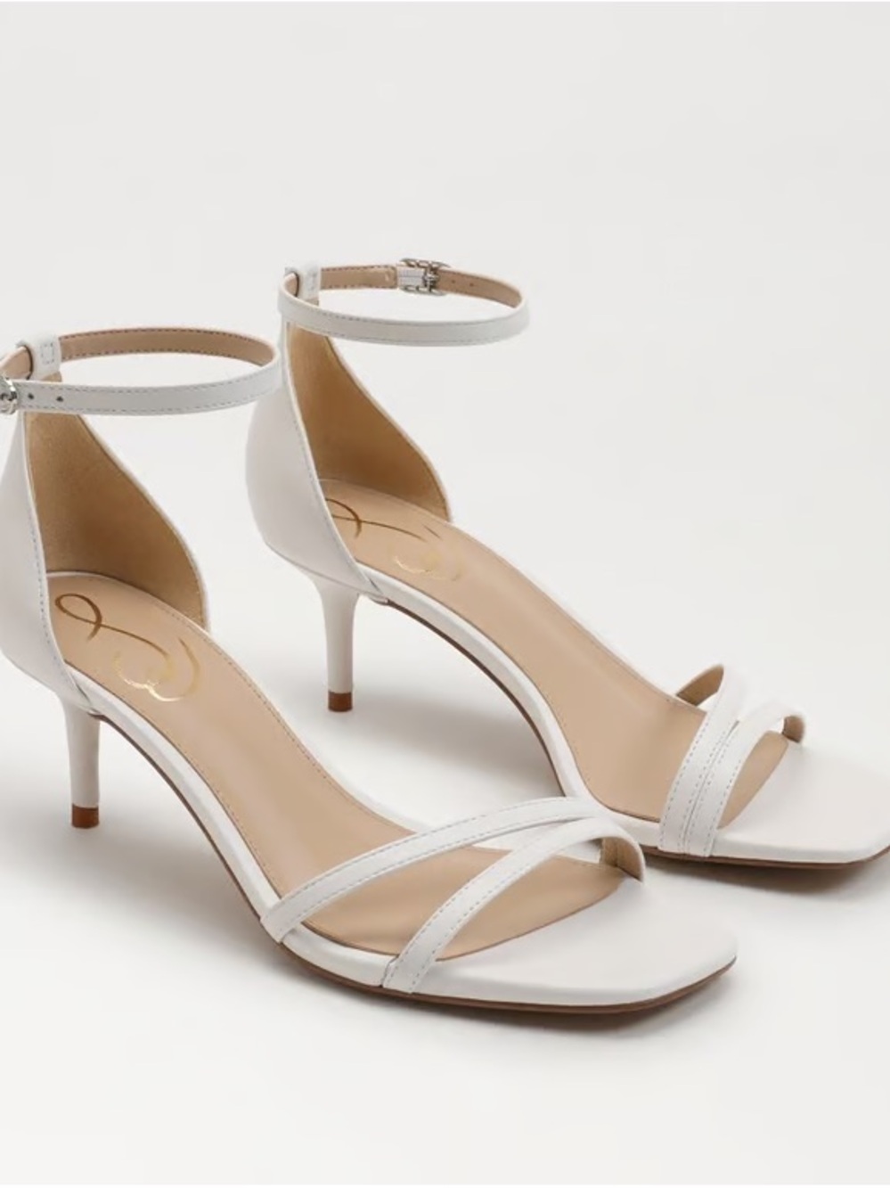 Sam Edelman Peonie Kitten Heel Sandal White Leather